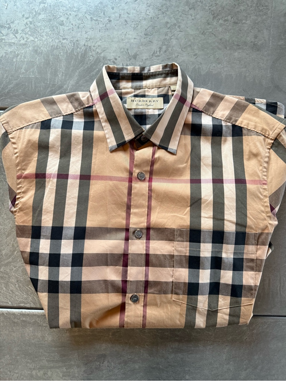 Burberry Beige Black White Classic Check Button-Down Shirt